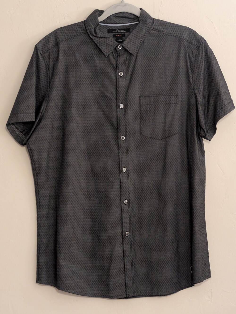 Marc Anthony Slim Fit Geometric Short Sleeve Button Shirt Men's L